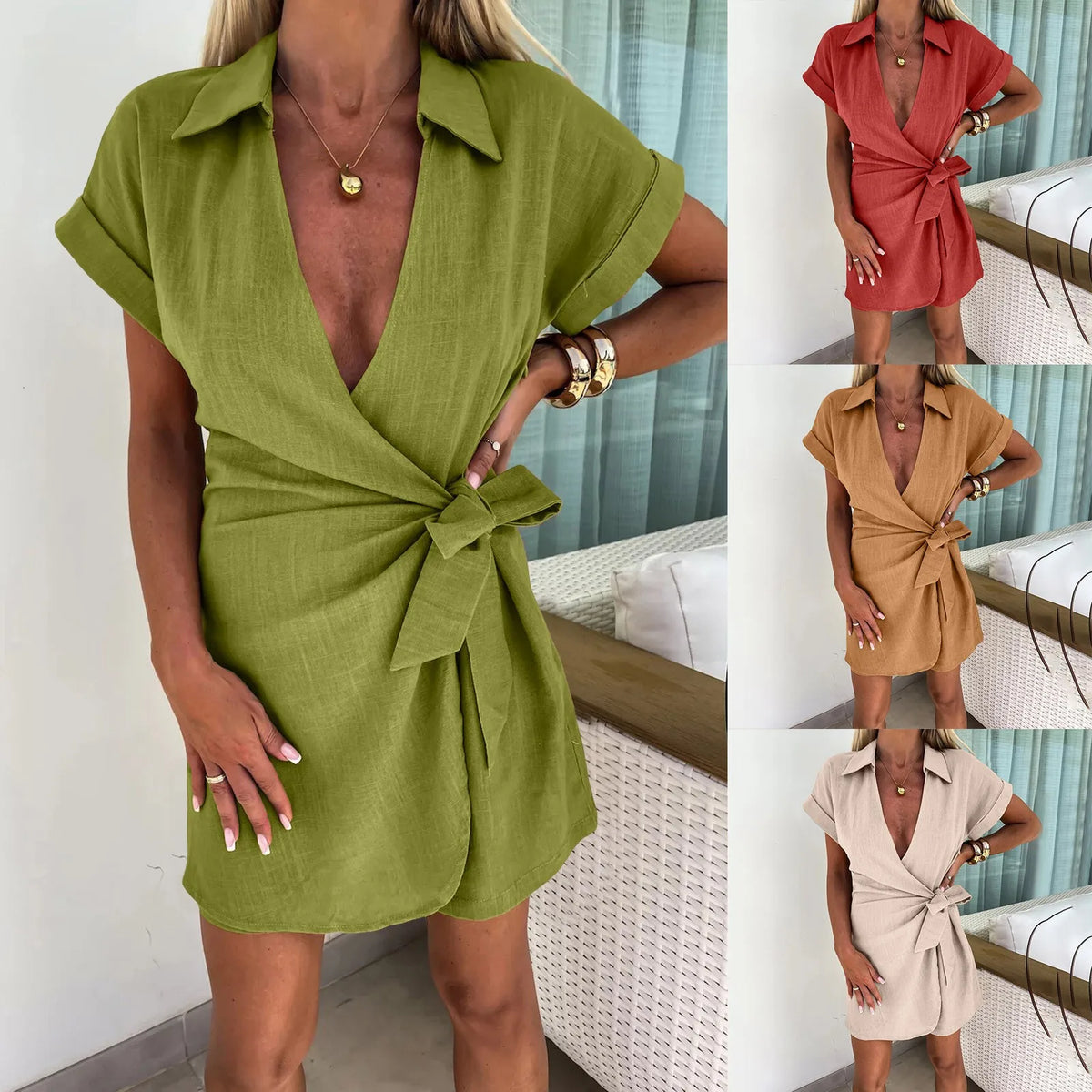 Wide Leg Jumpsuit Rompers Women Summer Fashion Cotton Linen Jumpsuits For Women Solid Color Lace Up Casual комбинезон женский