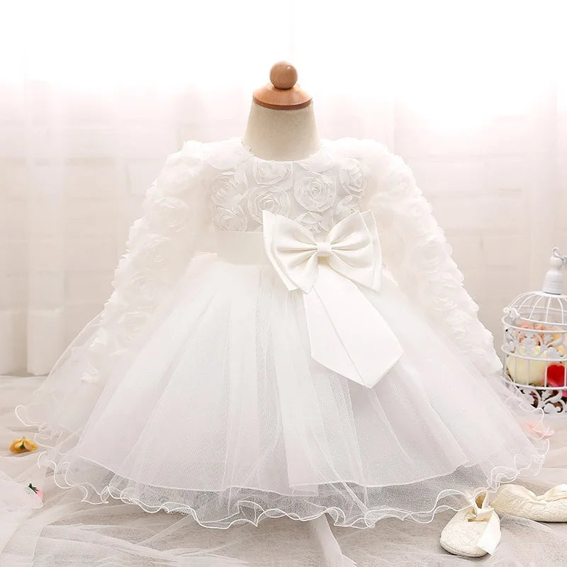 Baby Girl Dress Party Dresses for Girls 1 Year Birthday Princess Wedding Dress Lace Christening Gown Baby White Baptism Clothing
