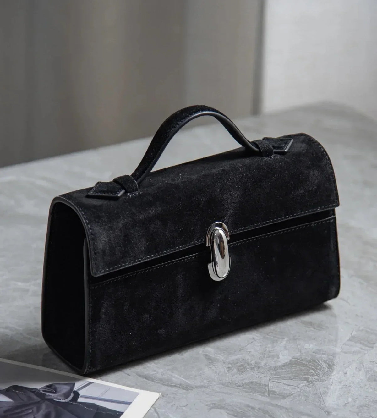 SAVETTE Brand The Symmetry 19 Genuine Leather Handbag Solid Color Simple Handbag Small Square Row Bag Women's Suede