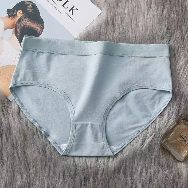 5Pcs Soft Cotton Panties For Women Cute Girls Briefs Female Mid Waist Underwear Intimates Underpants Sexy Lingerie Shorts M-XXL