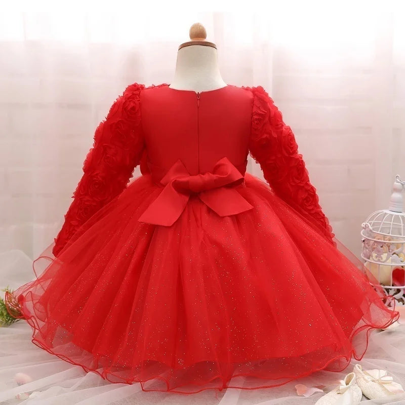 Baby Girl Dress Party Dresses for Girls 1 Year Birthday Princess Wedding Dress Lace Christening Gown Baby White Baptism Clothing