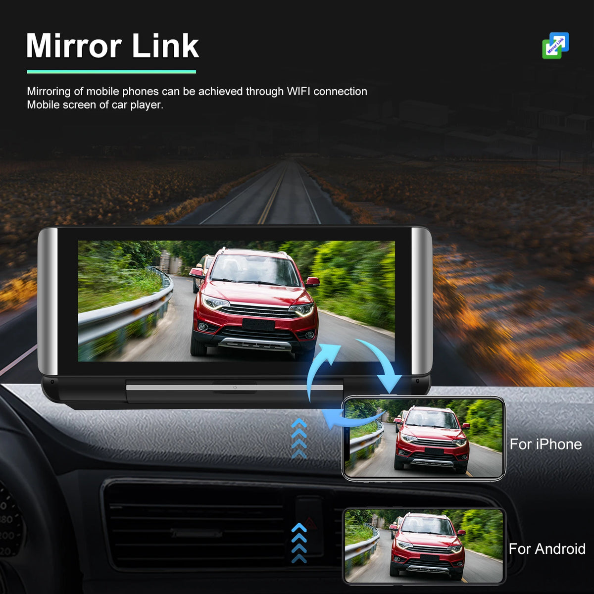 Podofo 6.86"Car Monitor Carplay Android Auto Screen Portable Smart Player Bluetooth Music Voice Control For Toyota Honda Hyundai