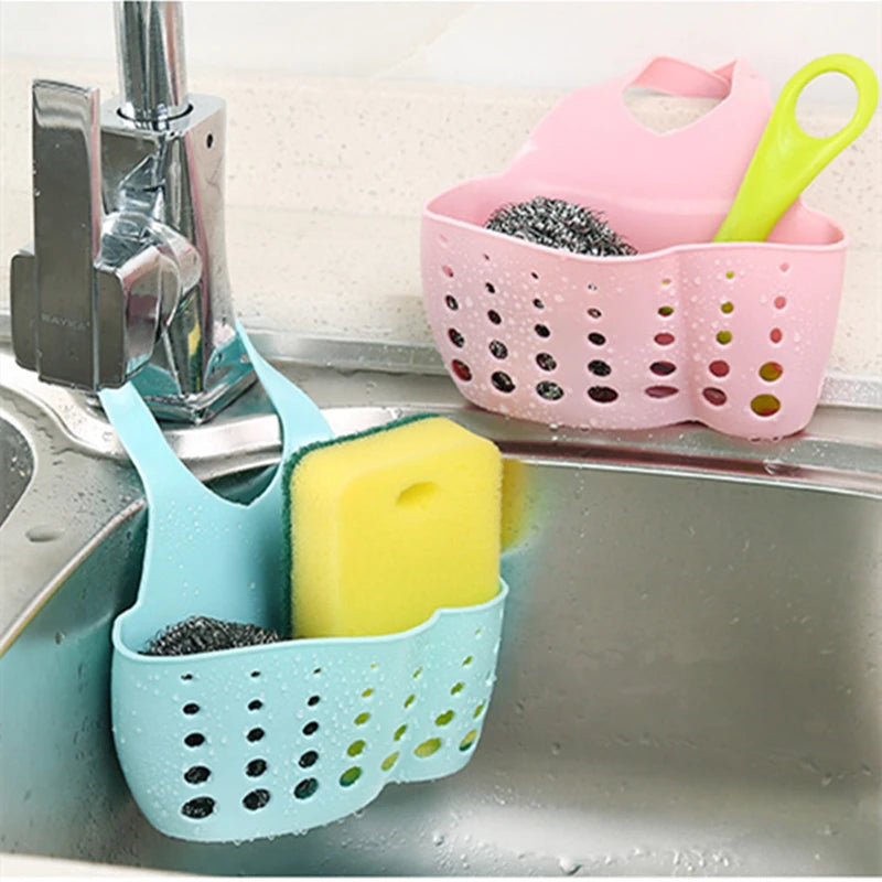 Sink Shelf Soap Sponge Holder Clip Dish Drainer Drying Rack Silicone Storage Basket Bag Bathroom Holder Kitchen Accessories Tool