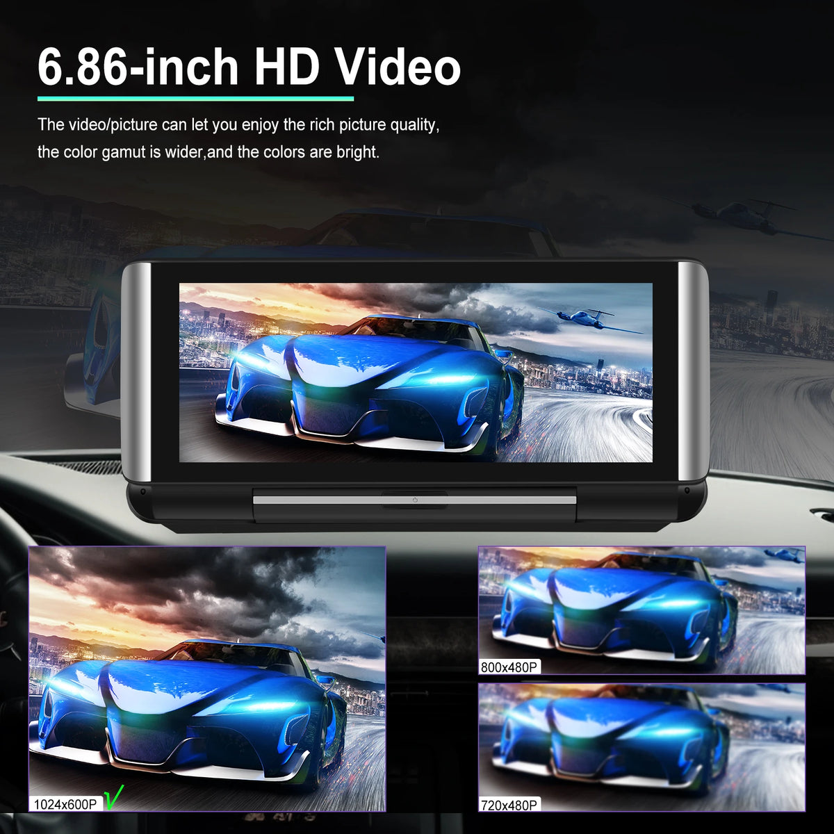 Podofo 6.86"Car Monitor Carplay Android Auto Screen Portable Smart Player Bluetooth Music Voice Control For Toyota Honda Hyundai