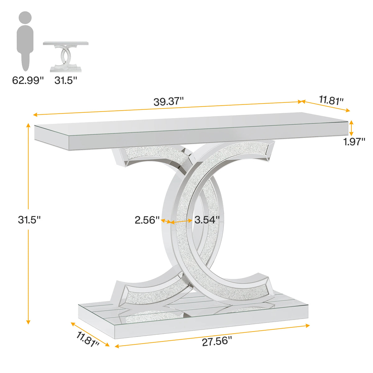 Tribesigns Gold Entryway Table, Modern 39-Inch Console Faux Marble Narrow Wood Sofa with Geometric Metal Legs