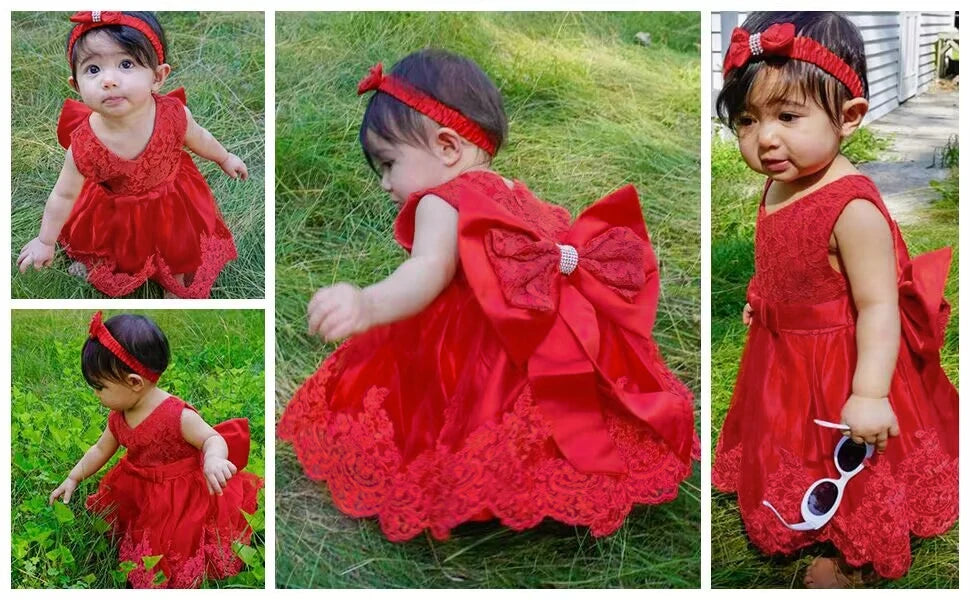 LZH Baby Girls Dress Newborn Clothes Princess Dress+Headwear For Toddler 1st Year Birthday Wedding Christening Infant Party Gown
