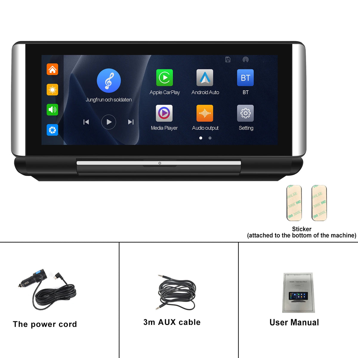 Podofo 6.86"Car Monitor Carplay Android Auto Screen Portable Smart Player Bluetooth Music Voice Control For Toyota Honda Hyundai