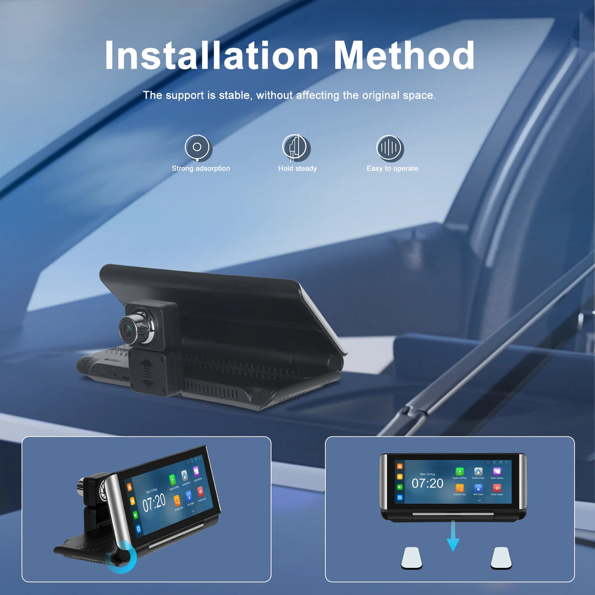 Podofo 6.86"Car Monitor Carplay Android Auto Screen Portable Smart Player Bluetooth Music Voice Control For Toyota Honda Hyundai