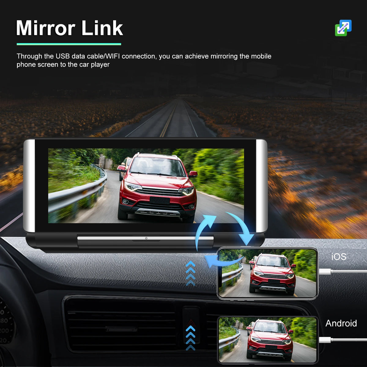 Podofo 6.86"Car Monitor Carplay Android Auto Screen Portable Smart Player Bluetooth Music Voice Control For Toyota Honda Hyundai