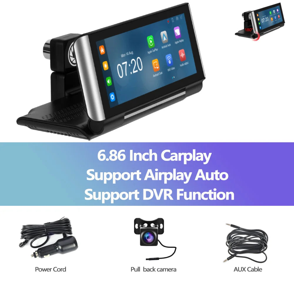 Podofo 6.86"Car Monitor Carplay Android Auto Screen Portable Smart Player Bluetooth Music Voice Control For Toyota Honda Hyundai