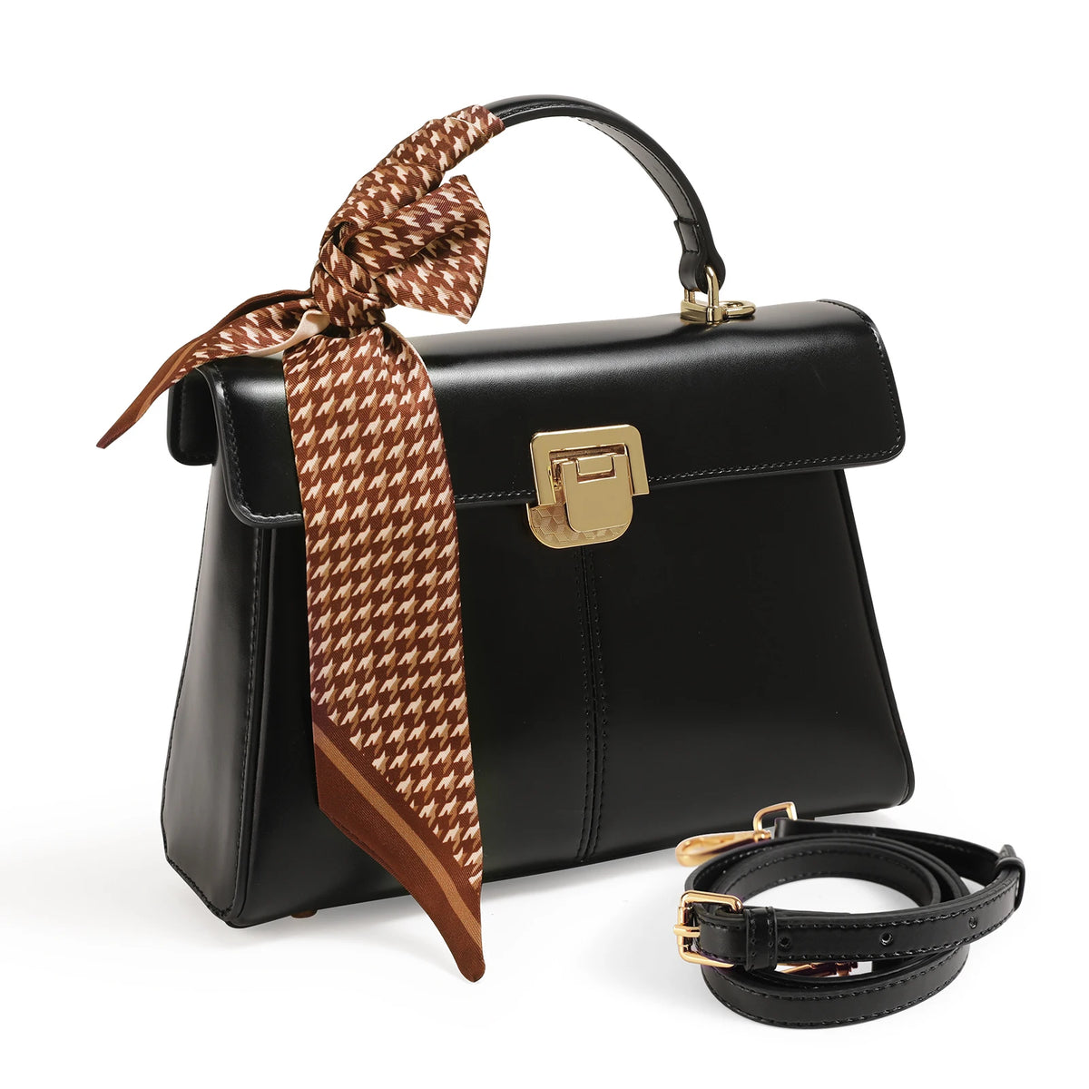 ITAMOOD Genuine Leather Women's Bag Luxury Branded Women's Handbag Fashionable and Versatile Crossbody Bag With Scarf Decor